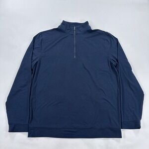 Fair Harbor Mens Quarter Zip Pullover Size M Navy Blue Jersey Knit Sustainable